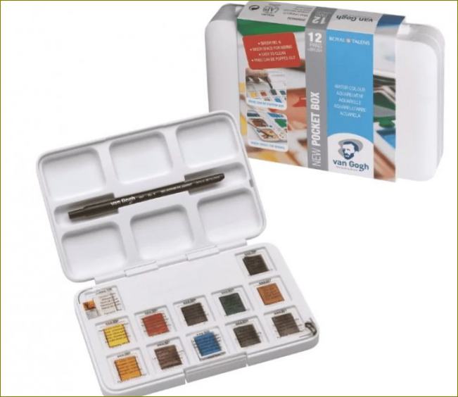 Ван Гог Акварелни бои Професионални акварелни бои в комплект с четка