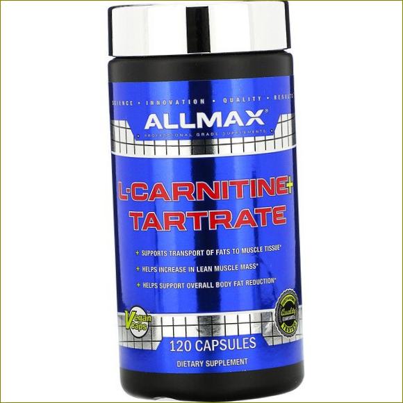 ALLMAX Nutrition, L-карнитин и тартарат, 120 капсули