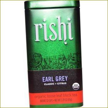 Rishi Tea, насипен органичен черен чай, Ърл Грей, Класически цитрус, 65 г