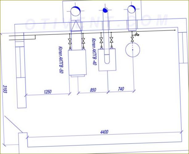 Оразмеряване на газово котелно помещение от проект