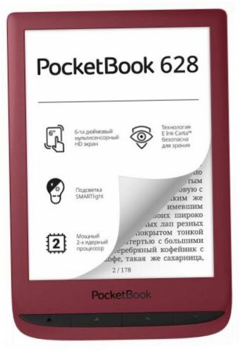 6" PocketBook 628 8GB eBook - размери: 108x161x8 mm, тегло: 155g